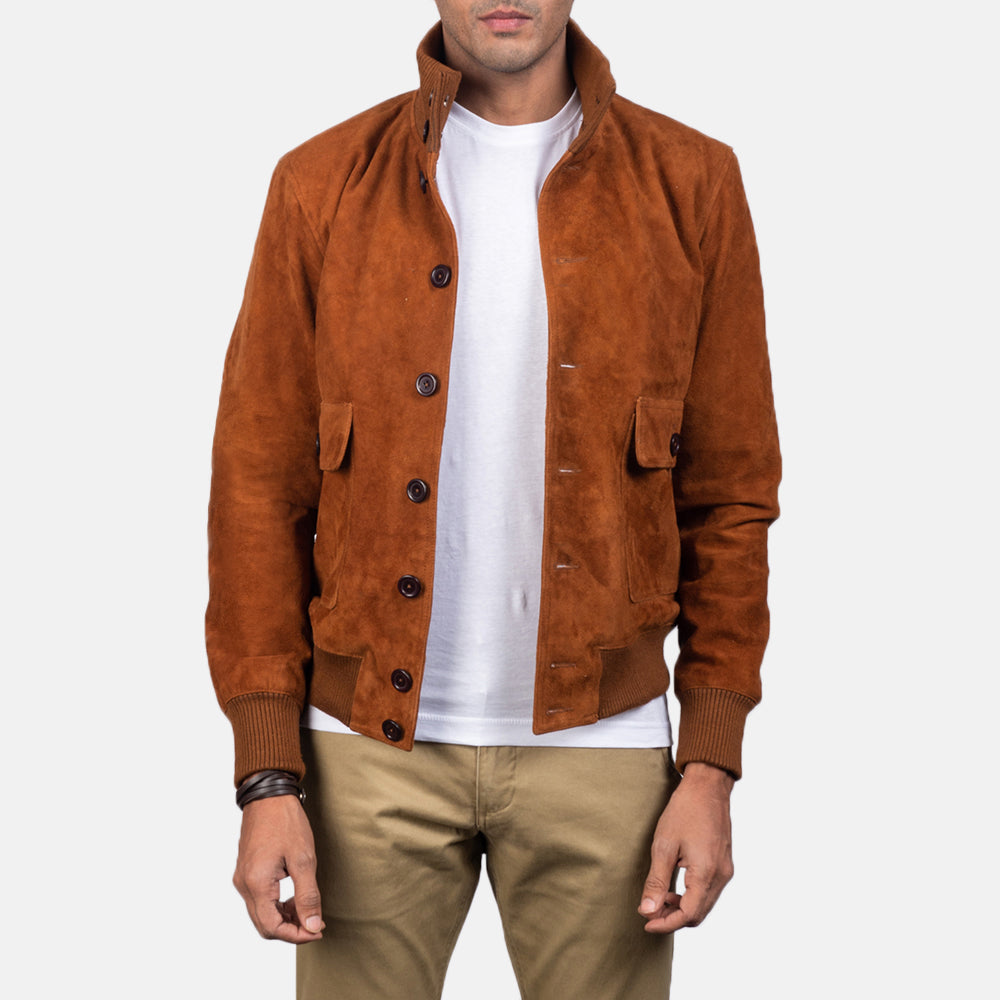 Eaton Brown Suede Bomber Jacket - Kualited