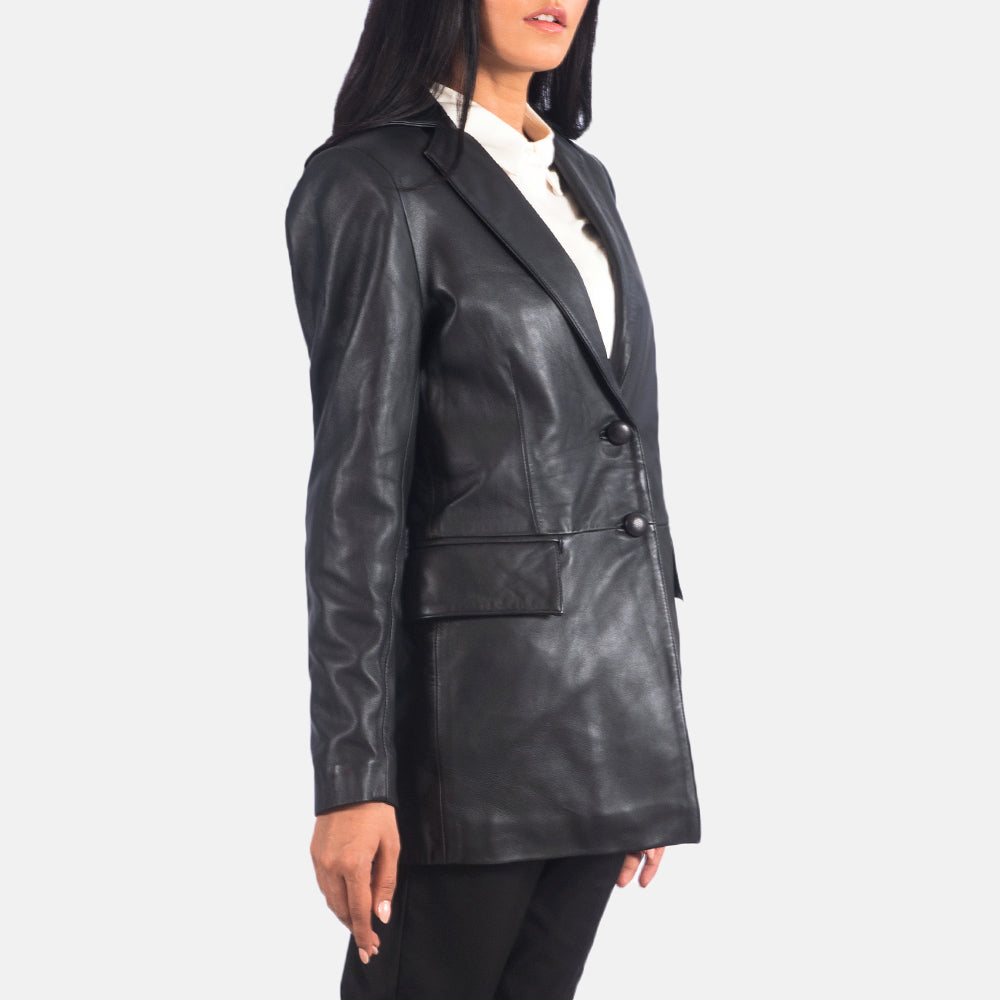 Marilyn Black Leather Blazer - Kualited