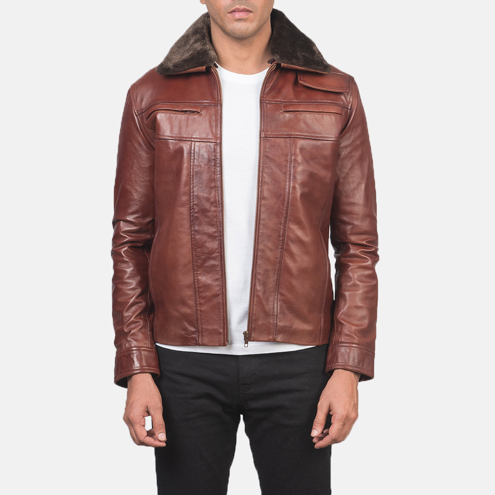 Evan Hart Fur Brown Leather Jacket - Kualited