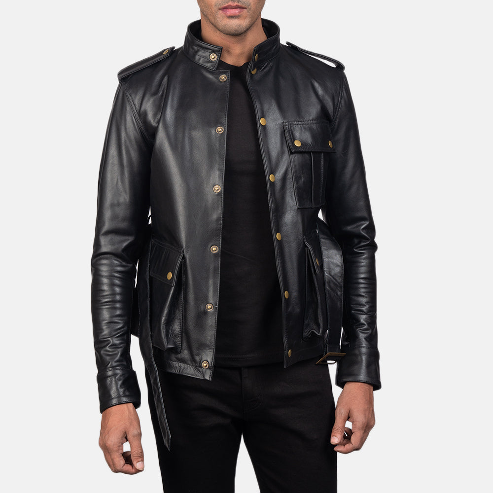 Germain Black Leather Jacket - Kualited