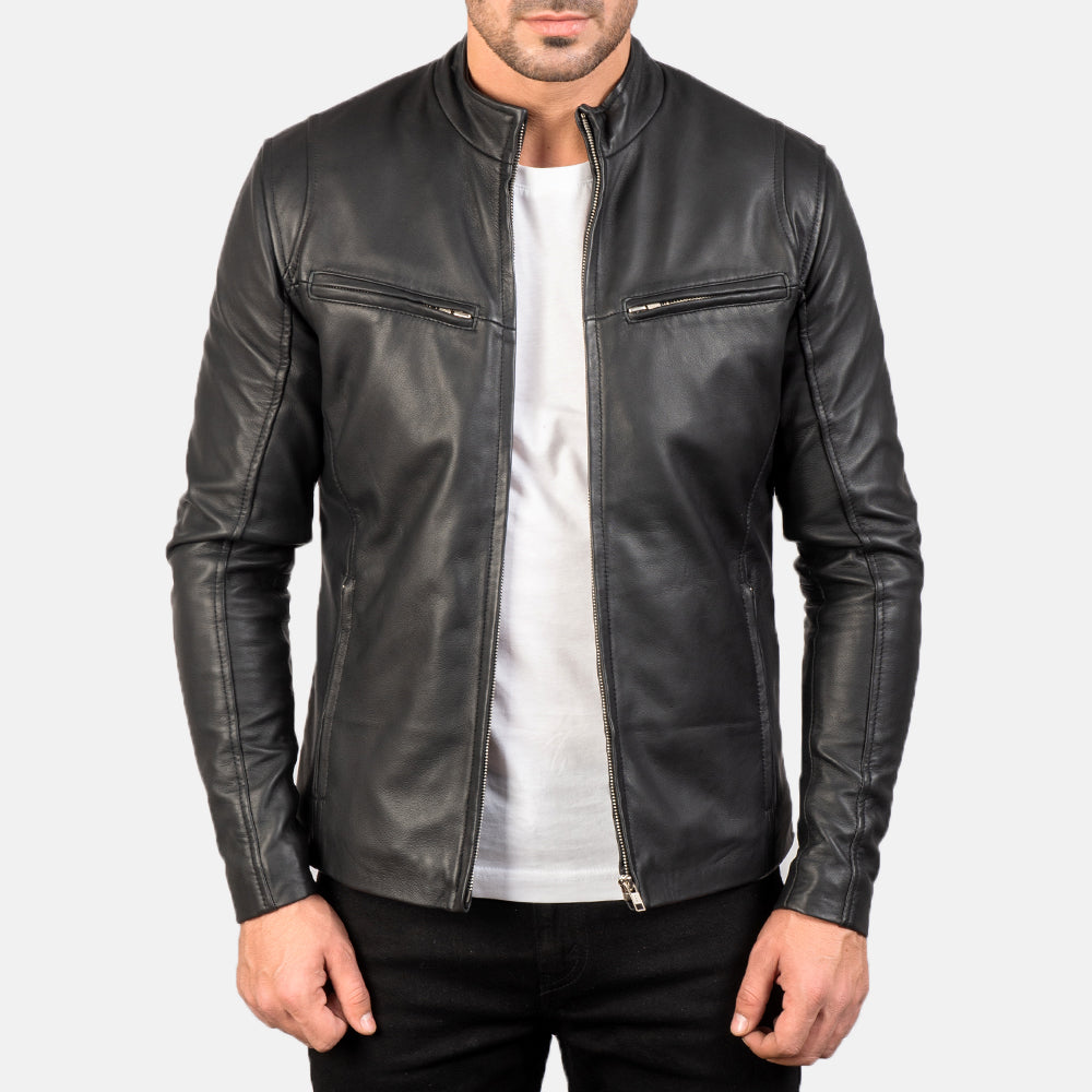 Ionic Black Leather Jacket - Kualited