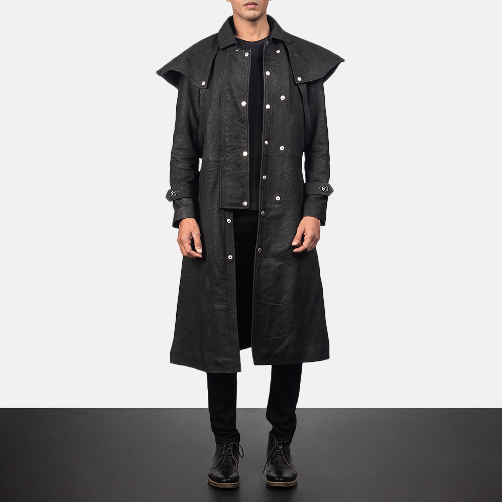 Maverick Black Leather Duster