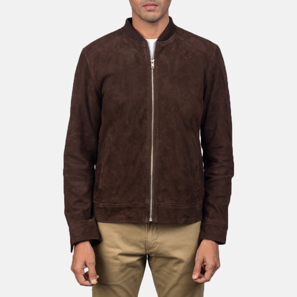 Blain Mocha Suede Bomber Jacket