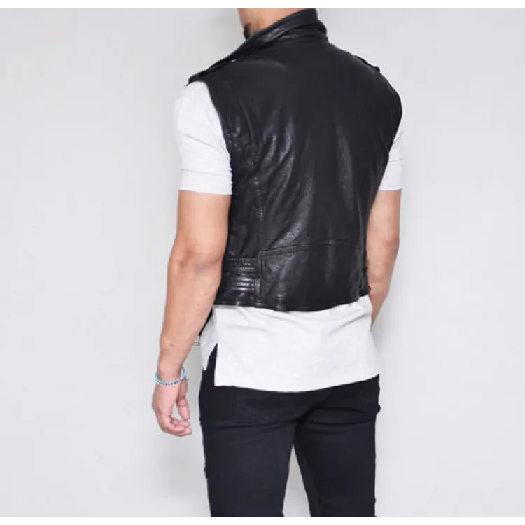 Mens Soft Lambskin Short Leather Vest