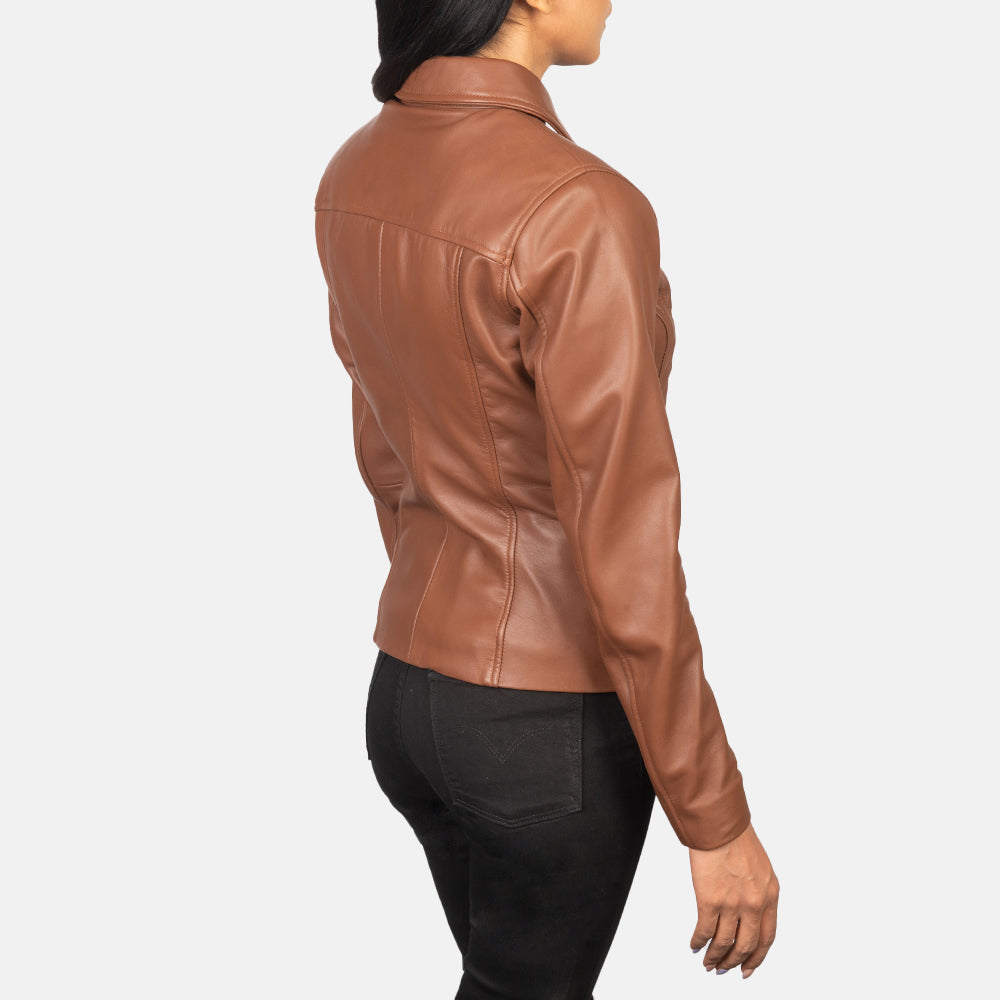 Tomachi Brown Leather Biker Jacket