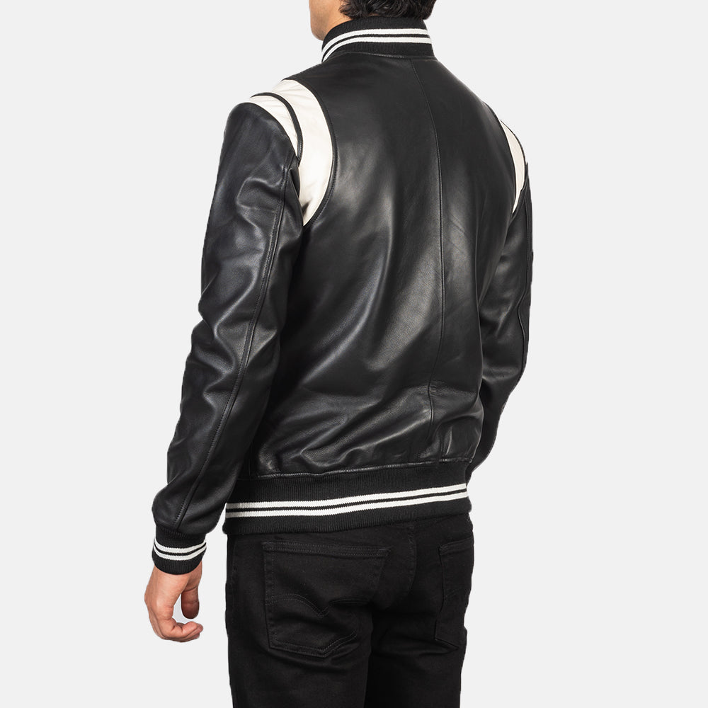 Dantee Black Leather Varsity Jacket