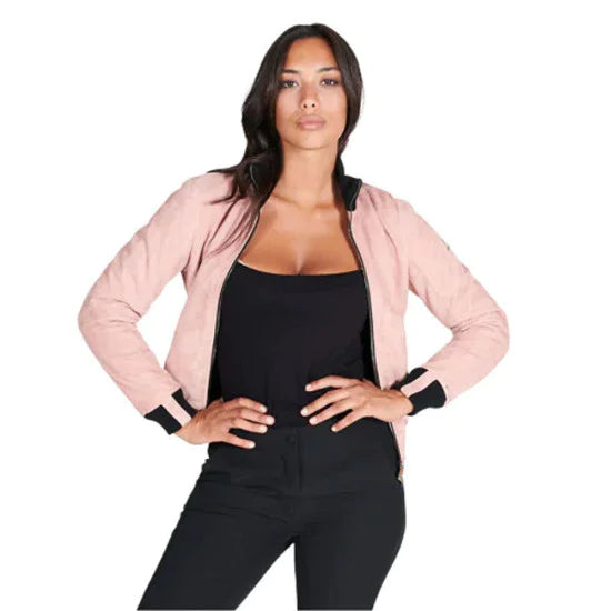 Aniyah Wynter Bomber Suede Leather Jacket