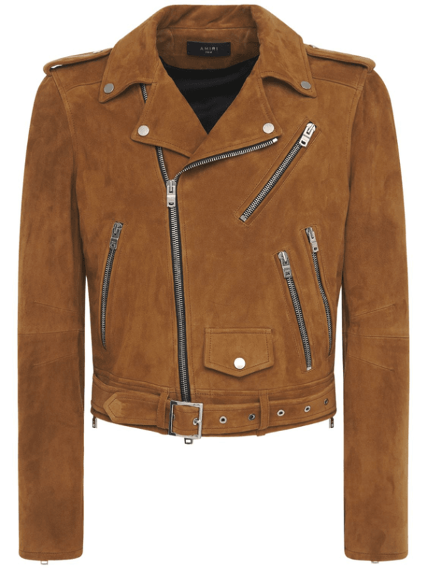 Men’s Tan Brown Suede Leather Biker Jacket - Kualited