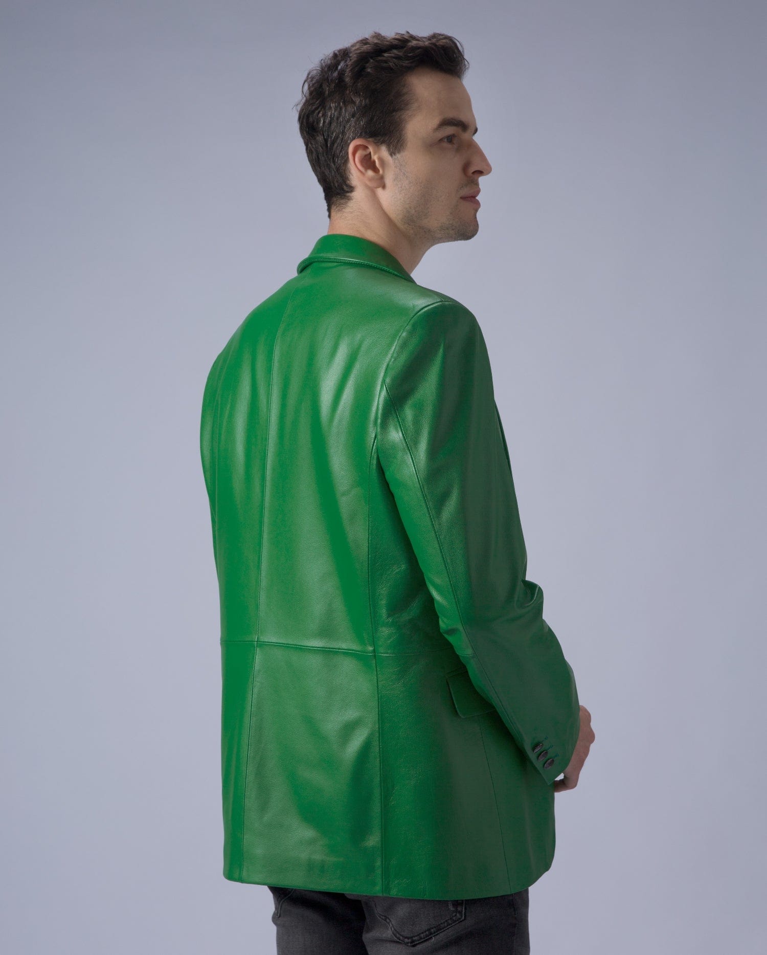 Men’s Casual Green Leather Blazer