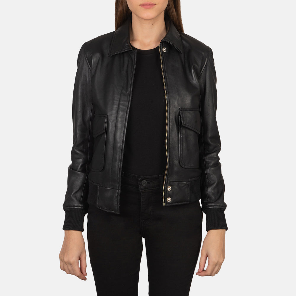 Westa A-2 Black Leather Bomber Jacket - Kualited