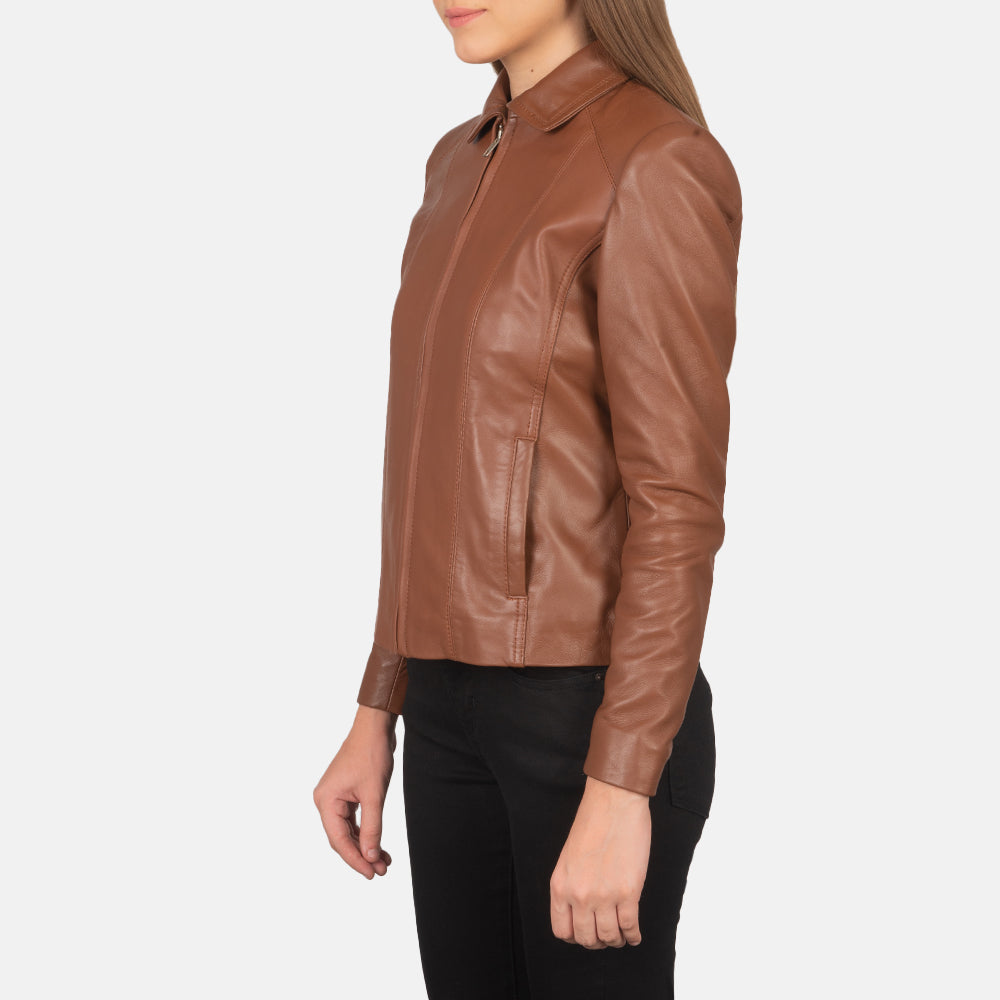 Colette Brown Leather Jacket - Kualited