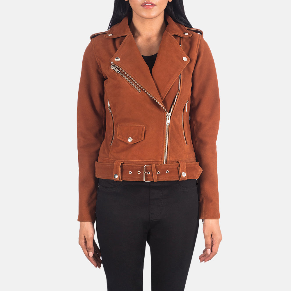 Alison Brown Suede Biker Jacket - Kualited