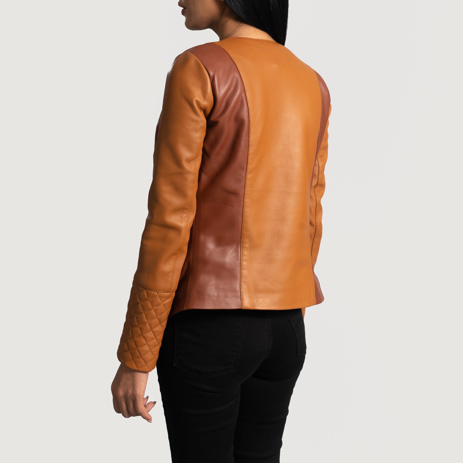 County Tan Overlap Leather Biker Jacket