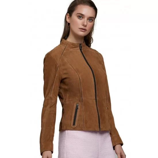 Alexandria Pink Suede Leather Jacket