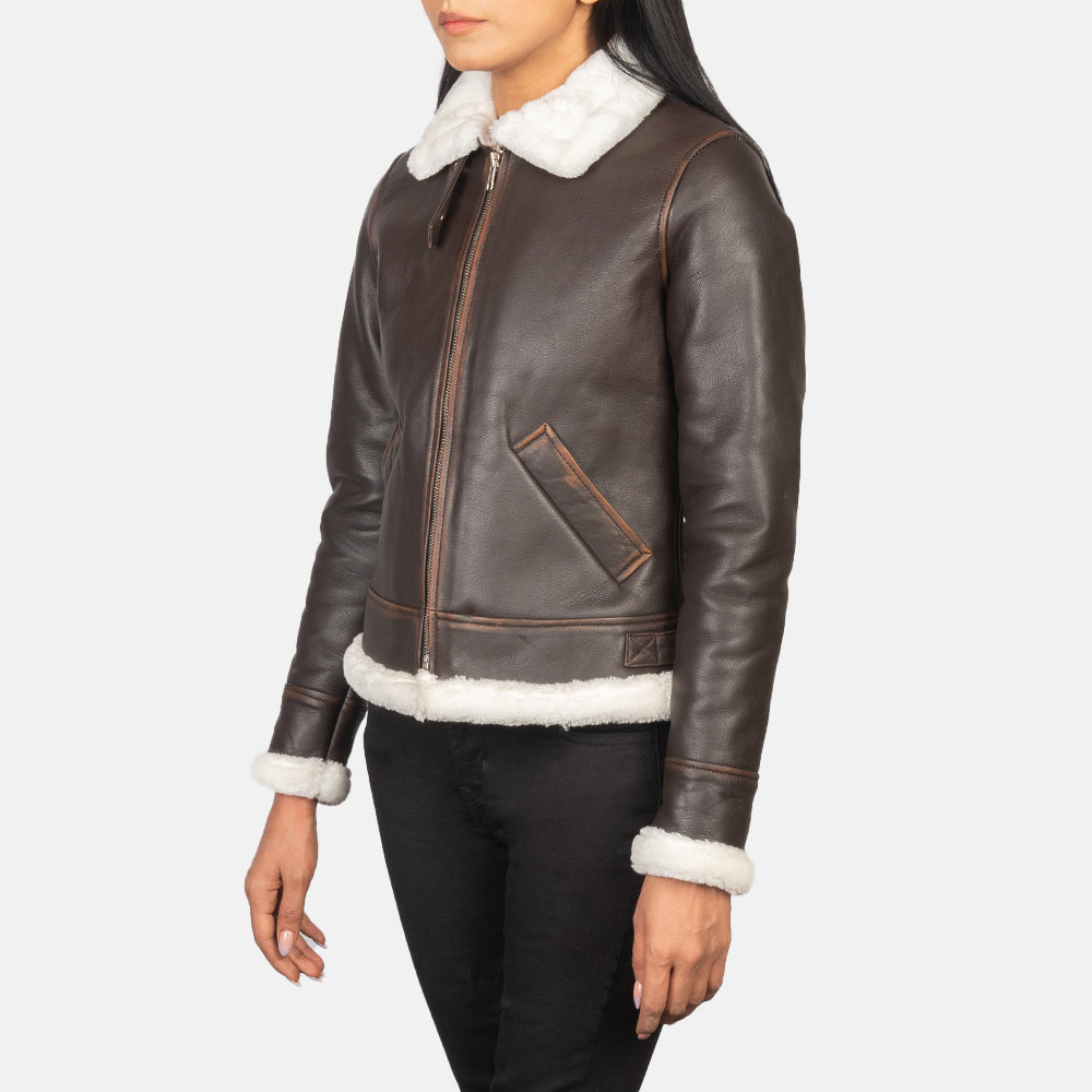 Sherilyn B-3 Brown Leather Bomber Jacket - Kualited