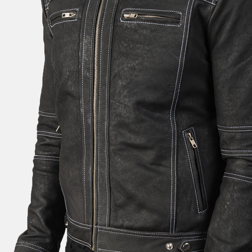 Youngster Distressed Black Leather Jacket - Kualited