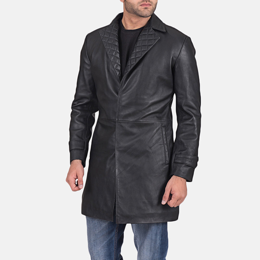 Infinity Black Leather Coat