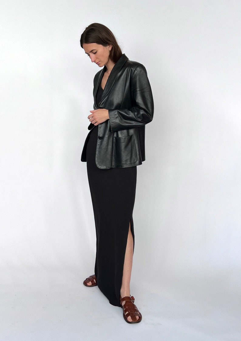 Boxy Black Leather Blazer