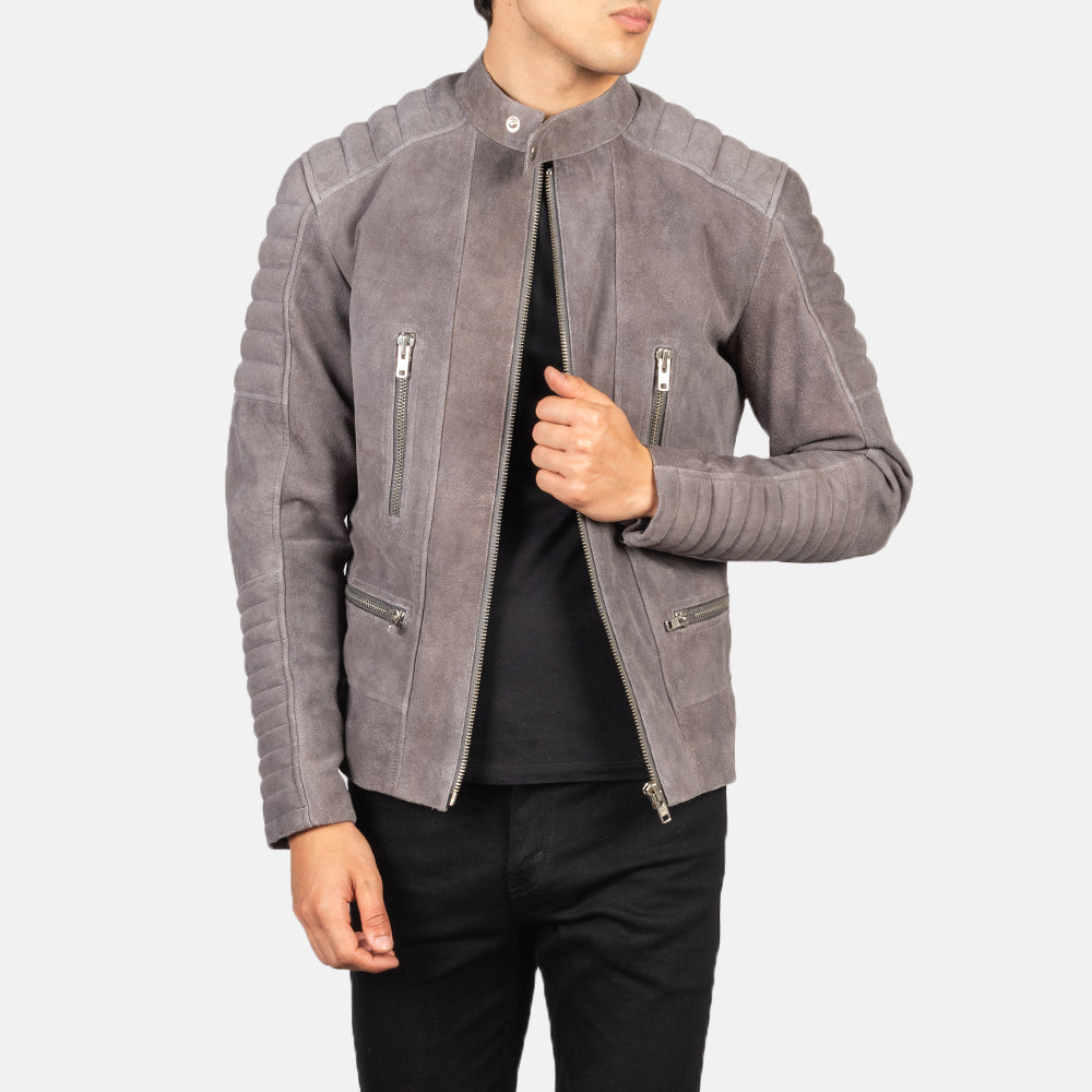 Damian Grey Suede Biker Jacket