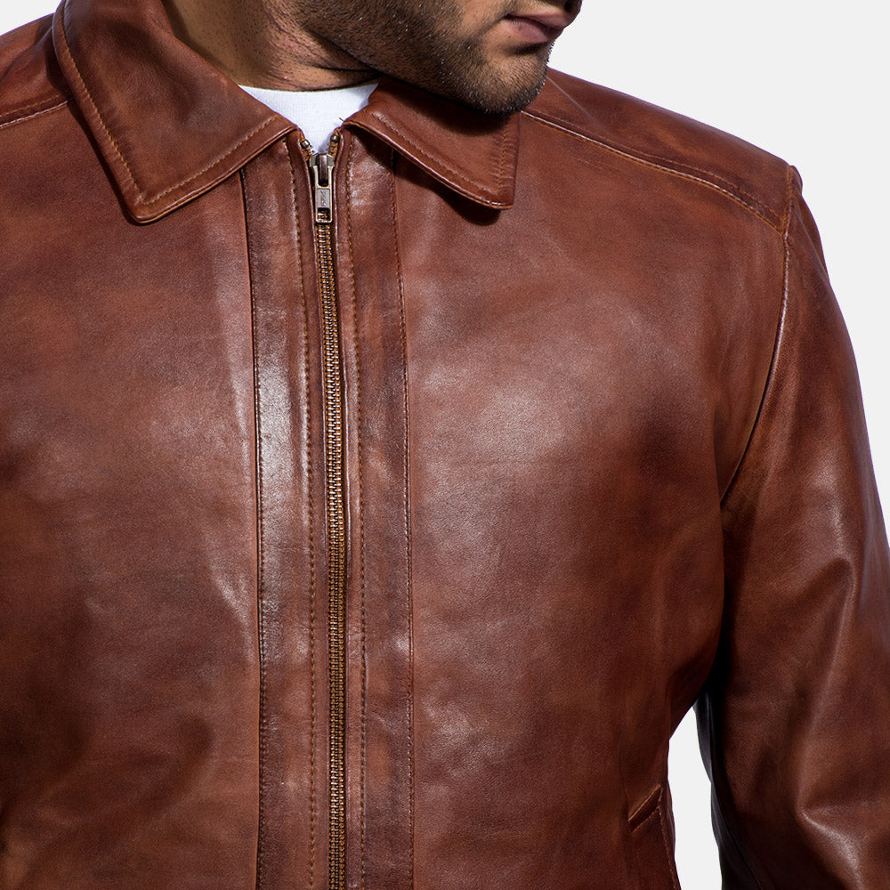 Inferno Brown Leather Jacket For Men