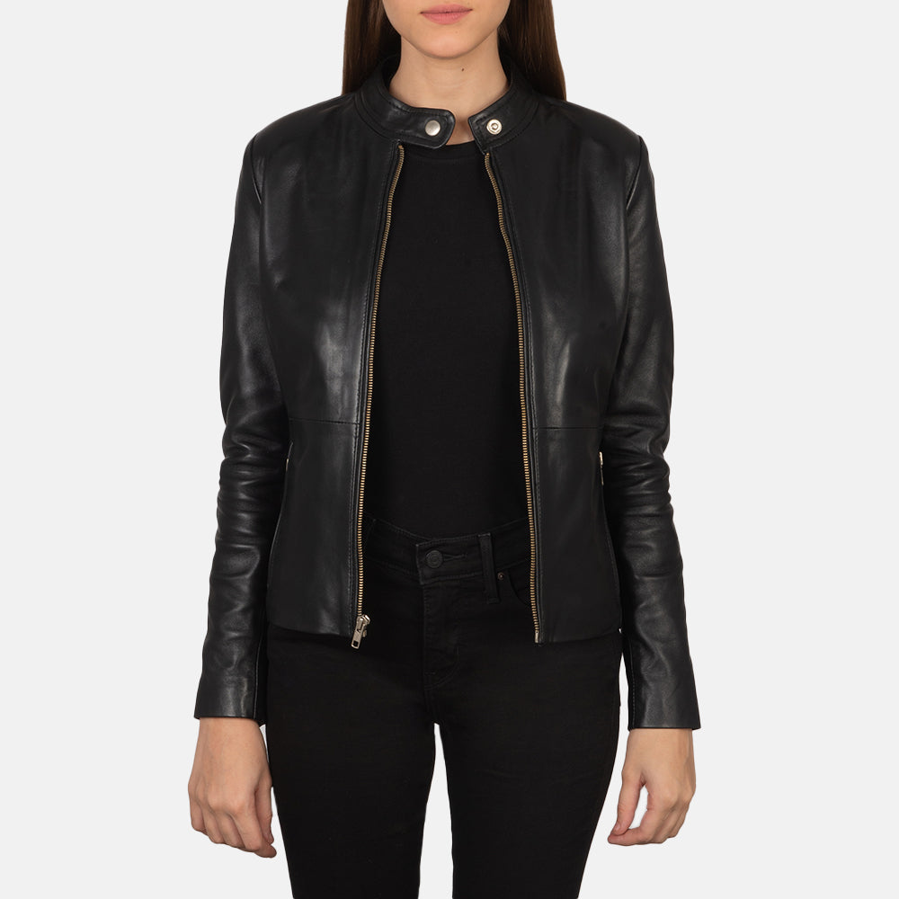 Rave Black Leather Biker Jacket - Kualited