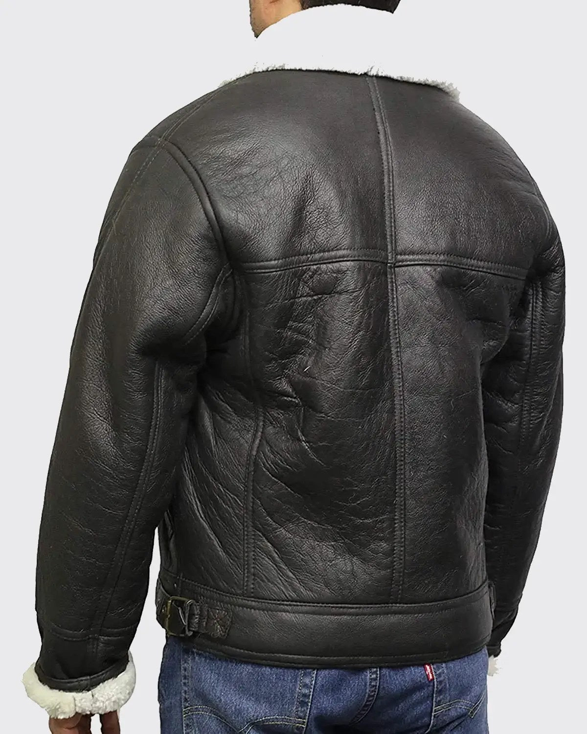 Men’s Aviator Biker B3 Bomber Sheepskin Shearling Jacket