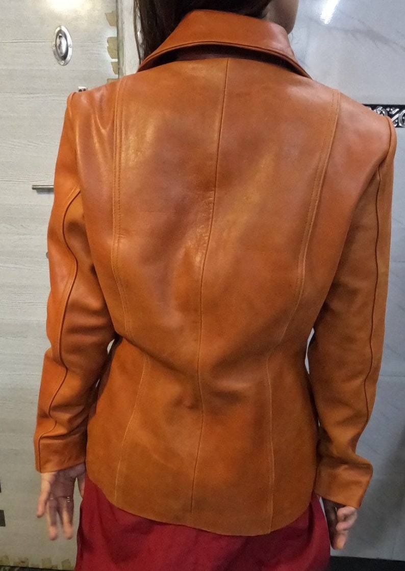 Women's Brown Leather Blazer