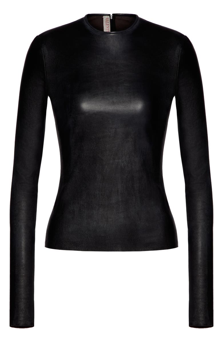 Long Sleeve Stretch Leather Shirt