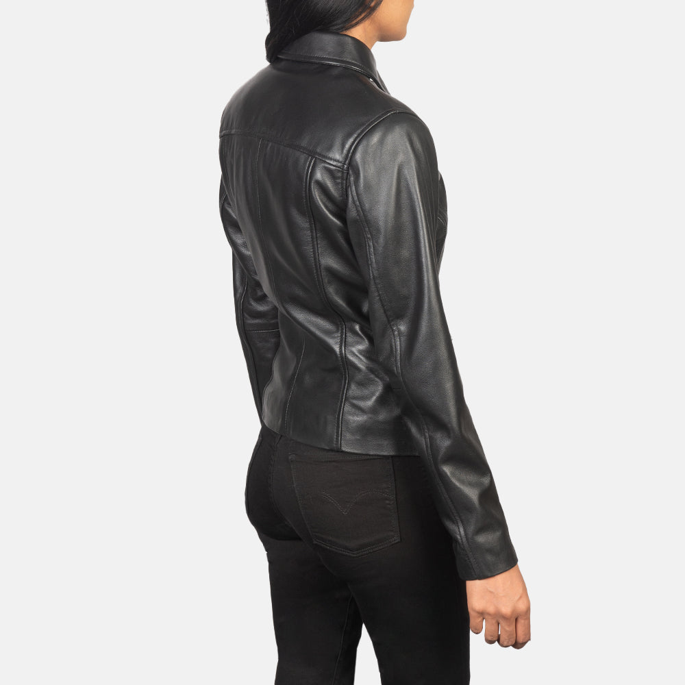 Tomachi Black Leather Biker Jacket