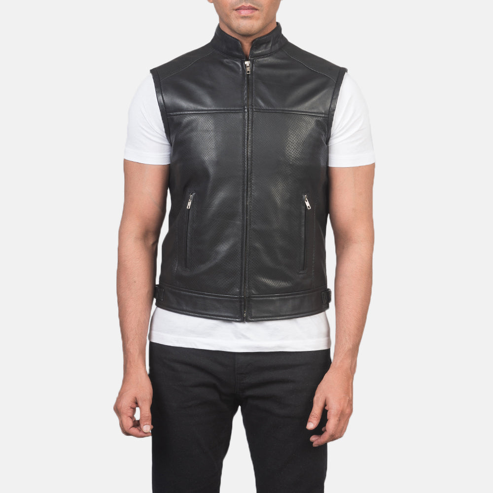 Roland Black Leather Biker Vest