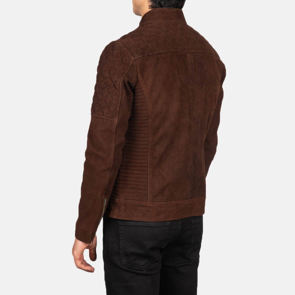 Fernando Quilted Brown Suede Biker Jacket