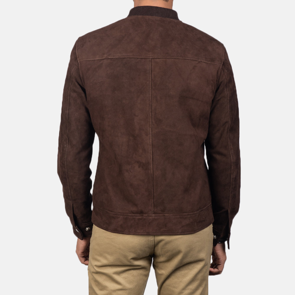 Blain Mocha Suede Bomber Jacket - Kualited