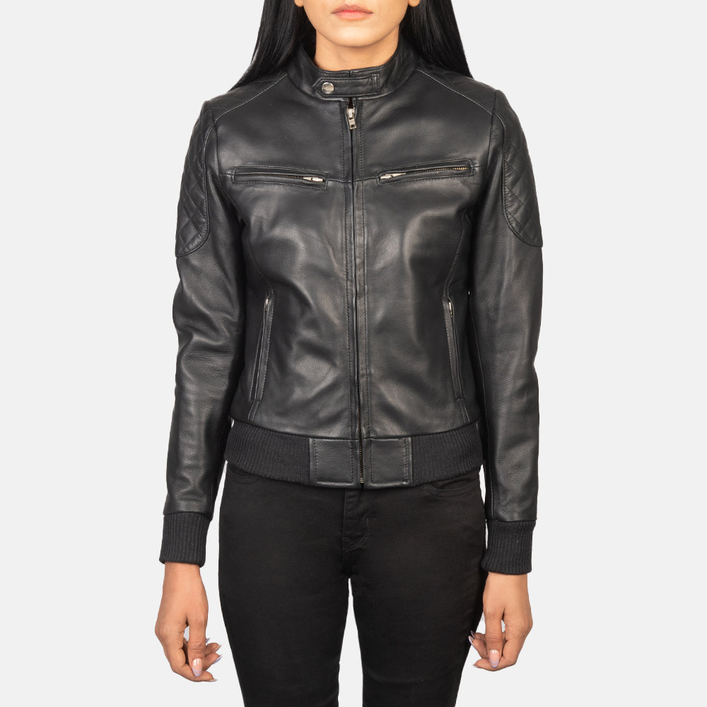 Zenna Black Leather Biker Jacket