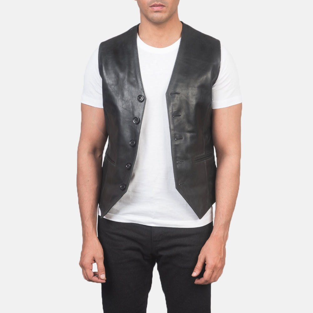 Auden Black Leather Vest