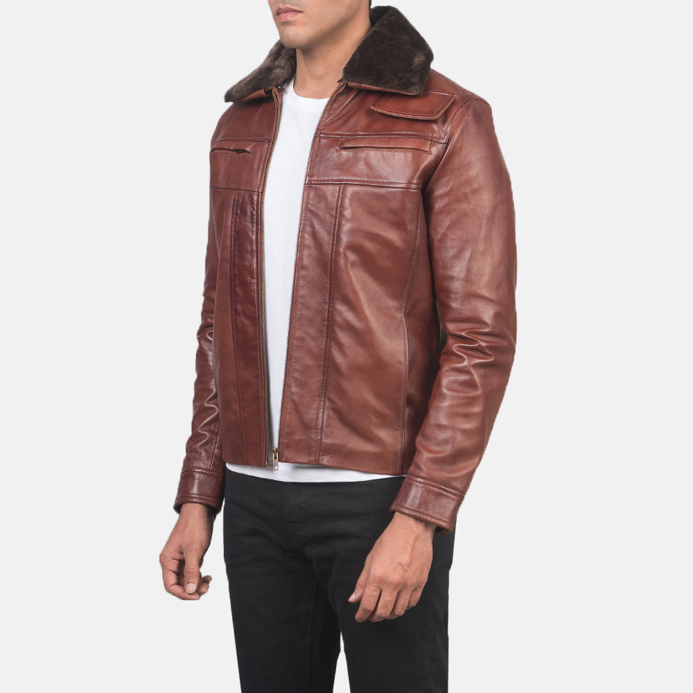 Evan Hart Fur Brown Leather Jacket - Kualited