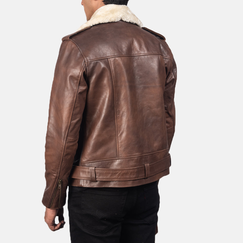 Furton Brown Leather Biker Jacket