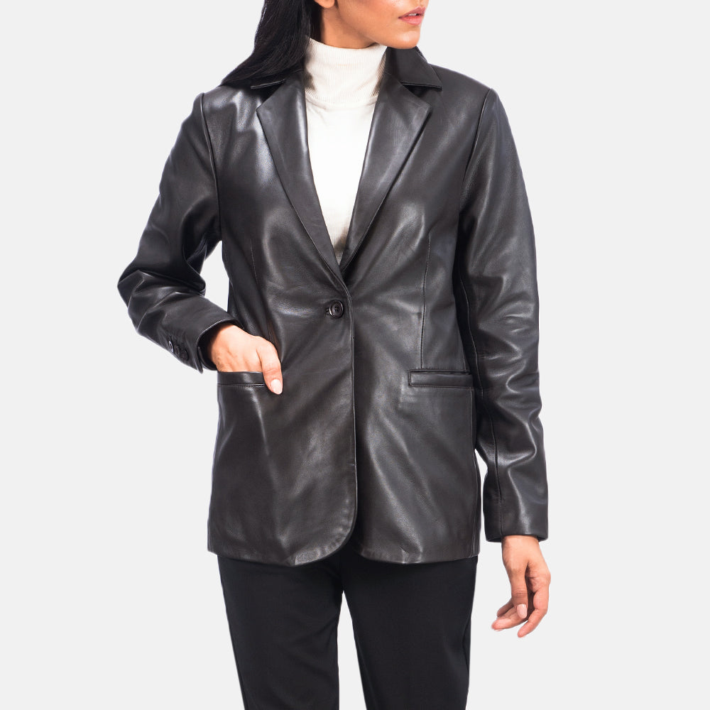 Norma Brown Leather Blazer - Kualited