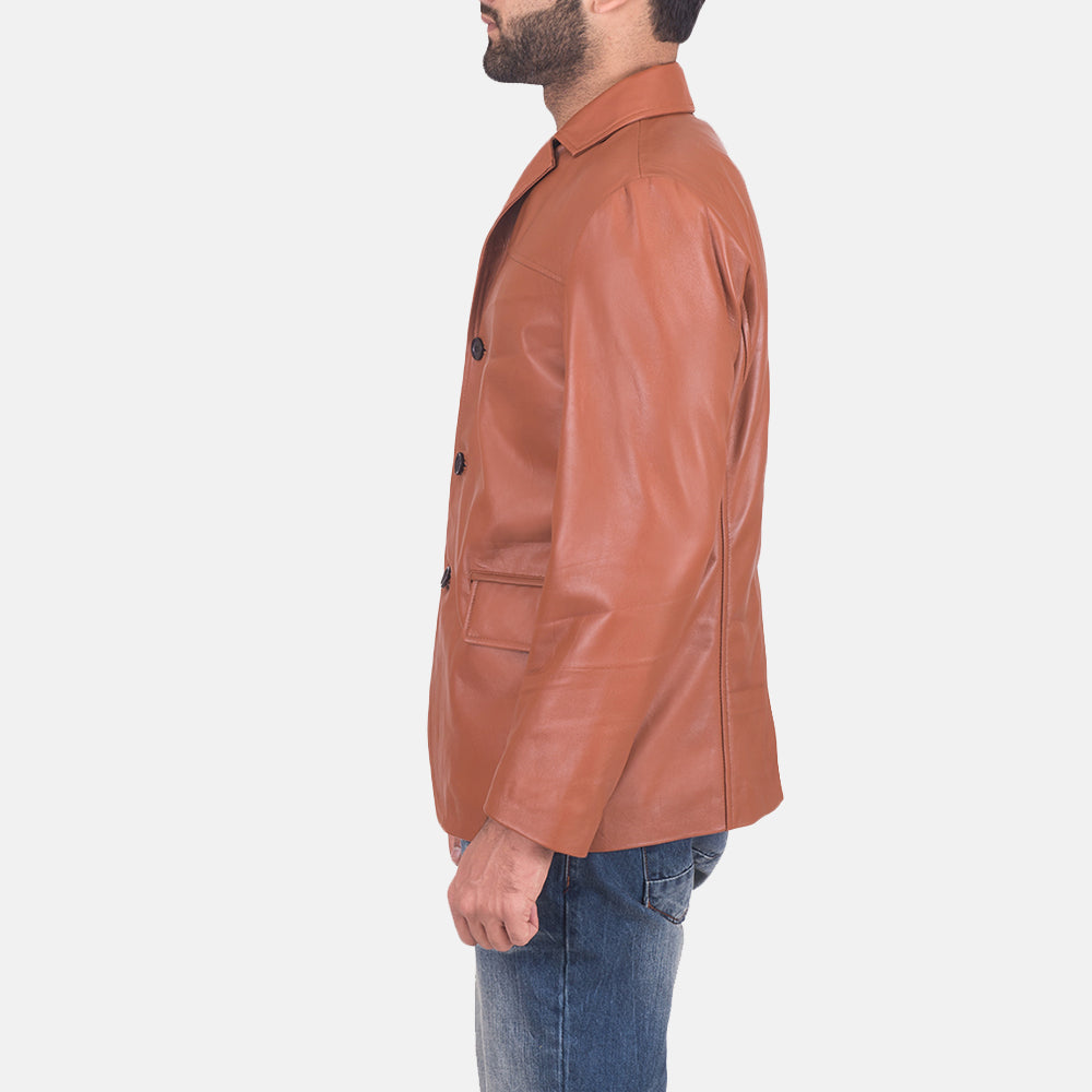 James Tan Brown Leather Blazer