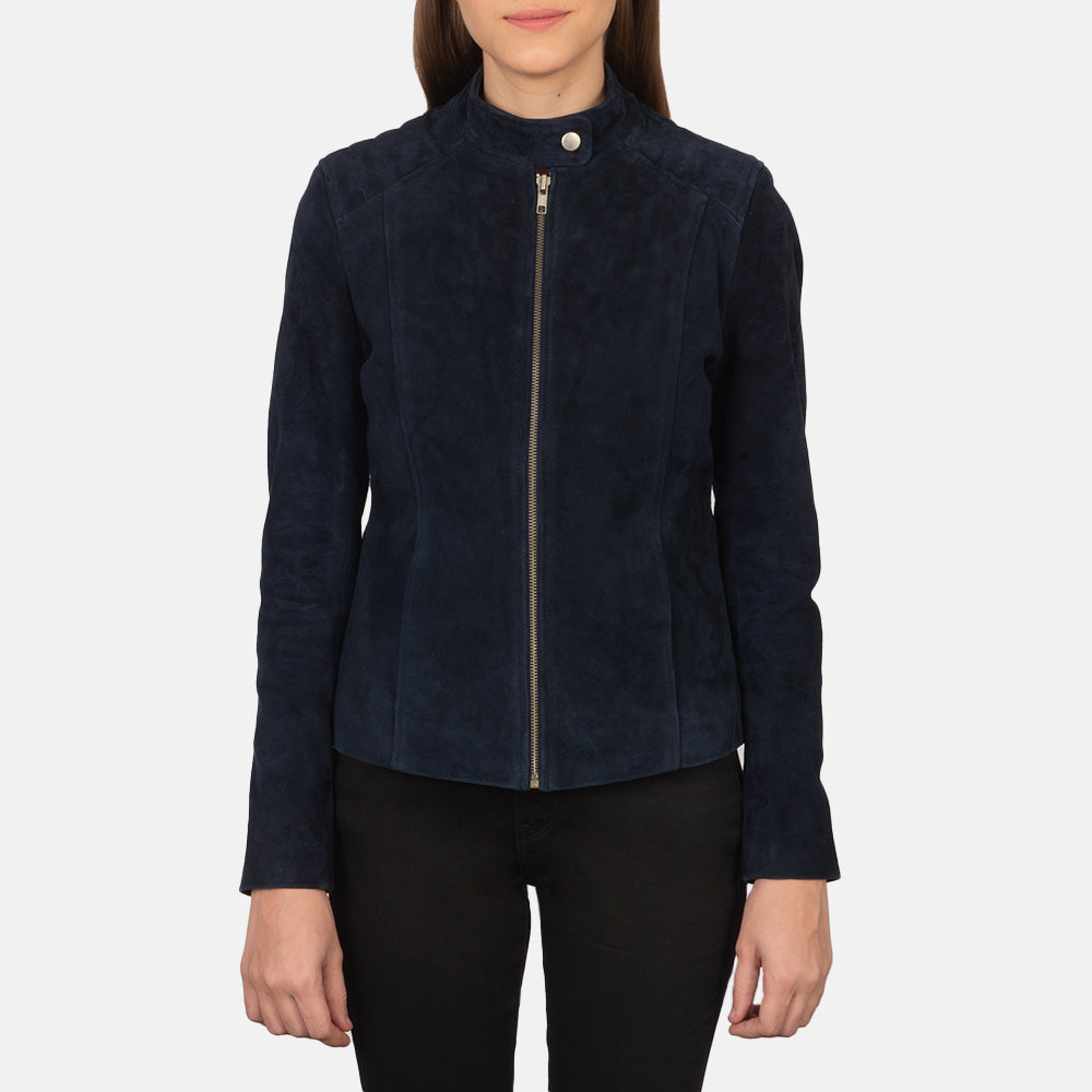 Kelsee Navy Blue Suede Jacket