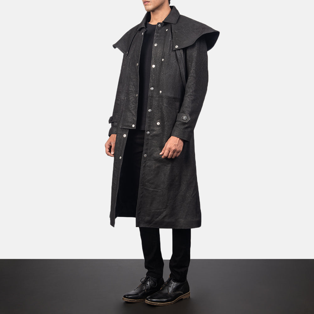 Maverick Black Leather Duster