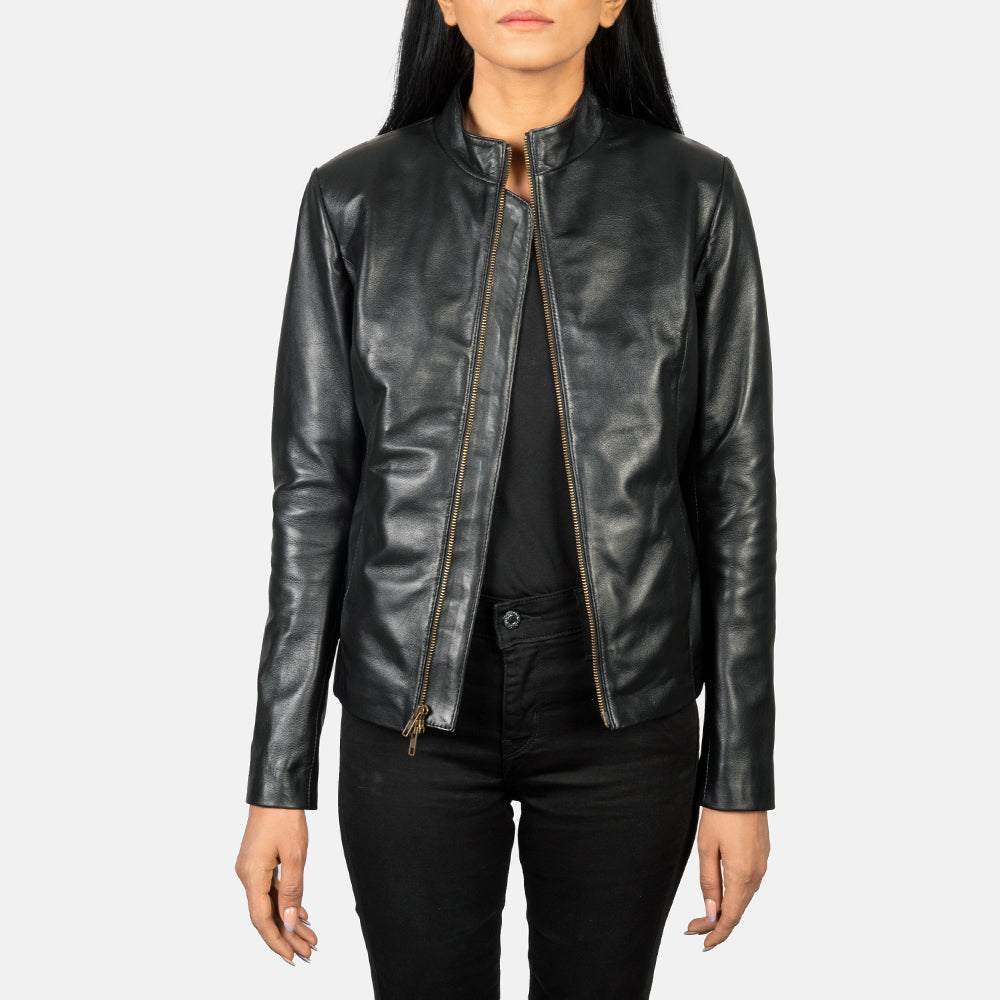 Rumella Black Leather Biker Jacket - Kualited