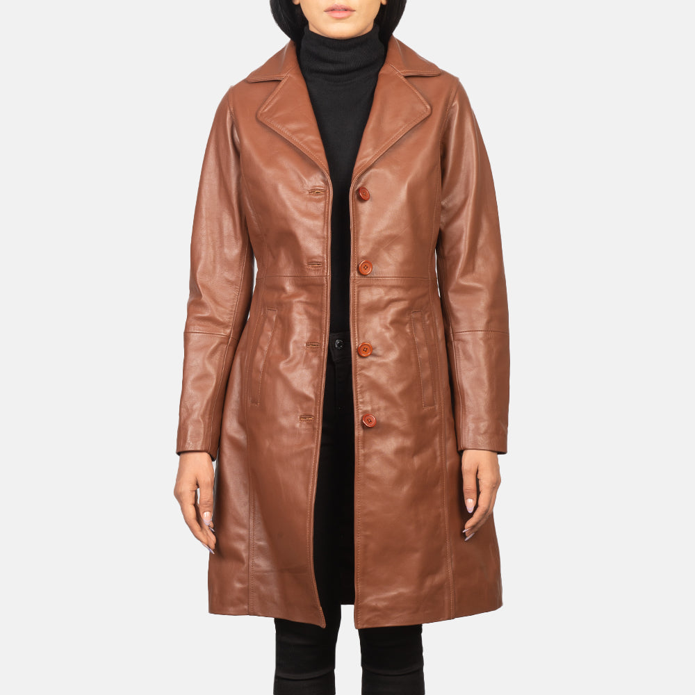 Alexis Brown Single Breasted Leather Coat - Kualited