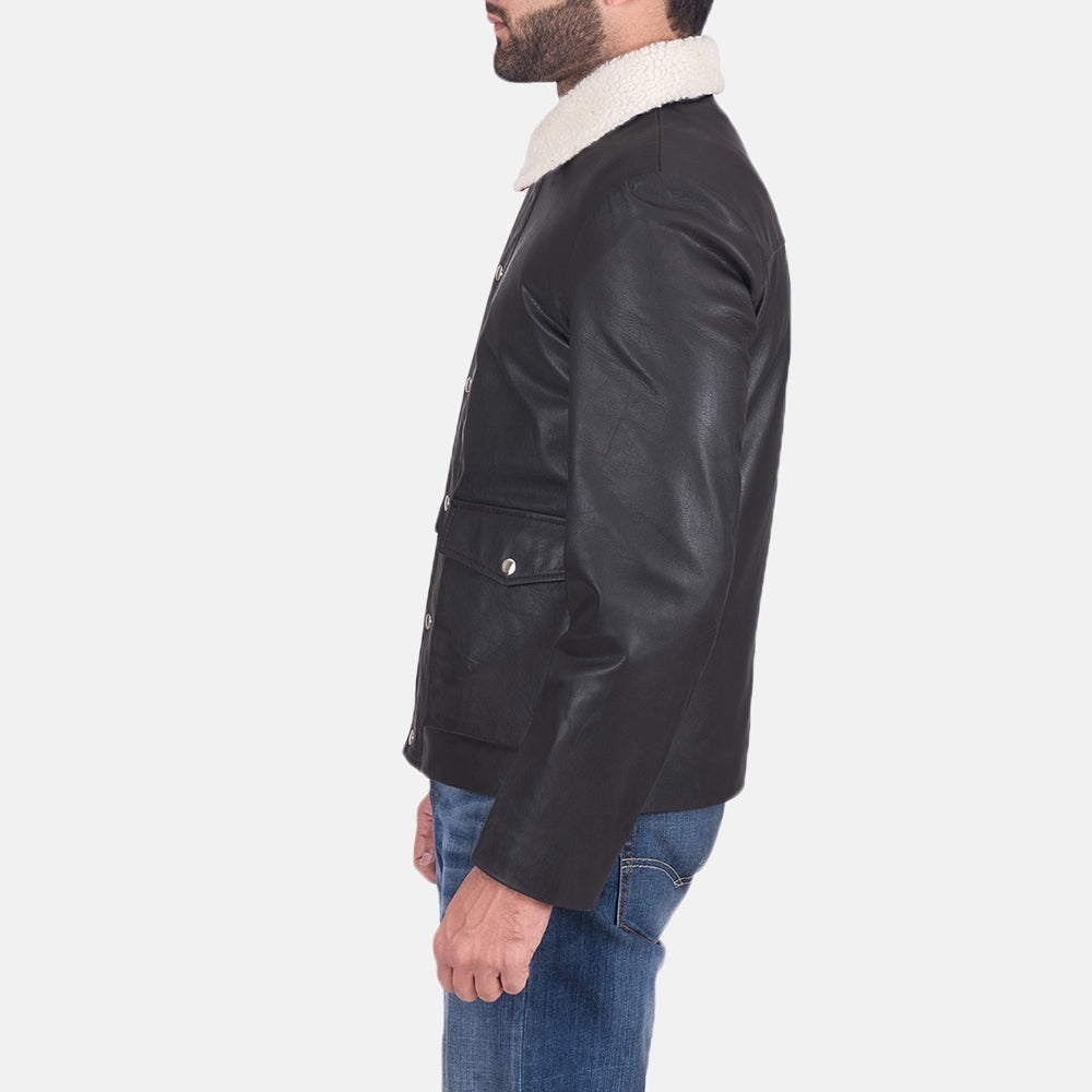 Snow Cole Black Leather Jacket - Kualited