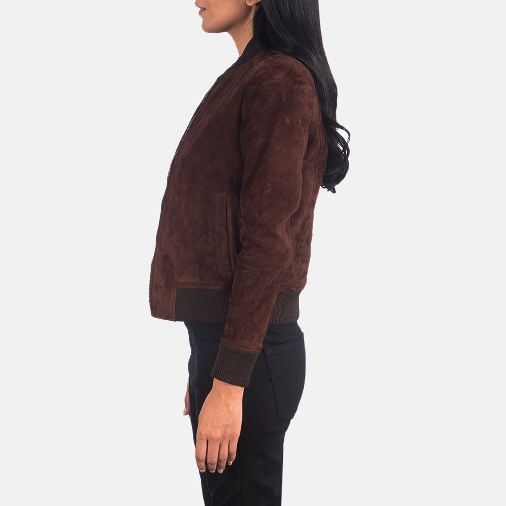 Bliss Brown Suede Bomber Jacket - Kualited