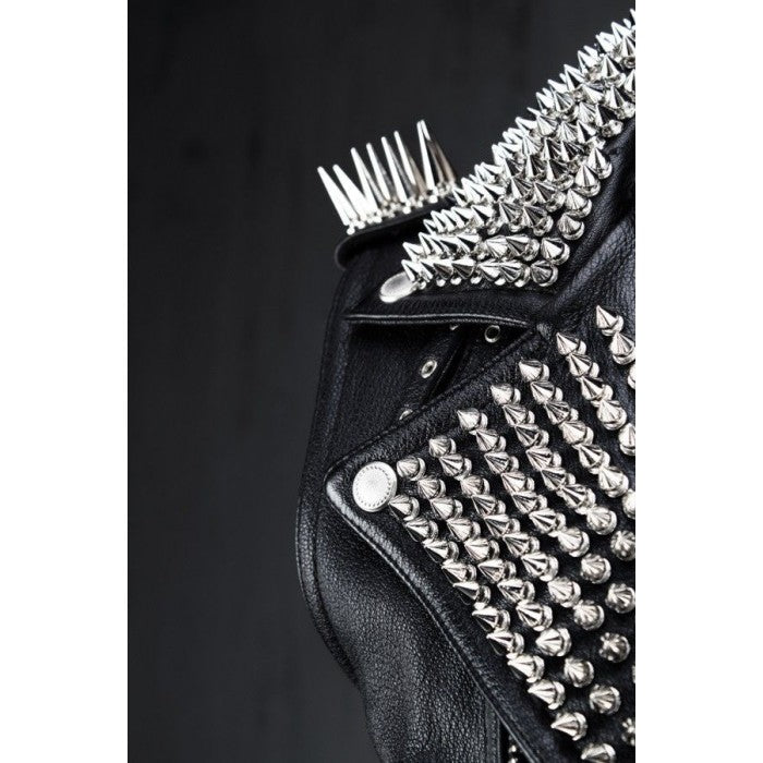 Men’s Black Leather Biker Punk Vest - Kualited