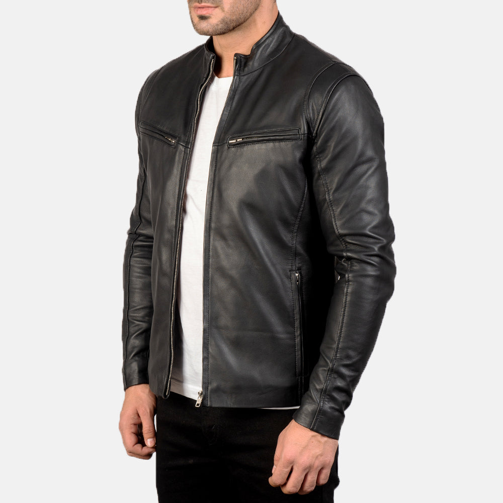 Ionic Black Leather Jacket - Kualited