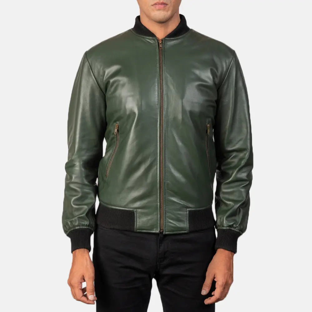 Shane Green Leather Bomber Jacket - Kualited