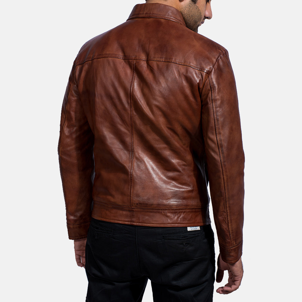 Inferno Brown Leather Jacket For Men