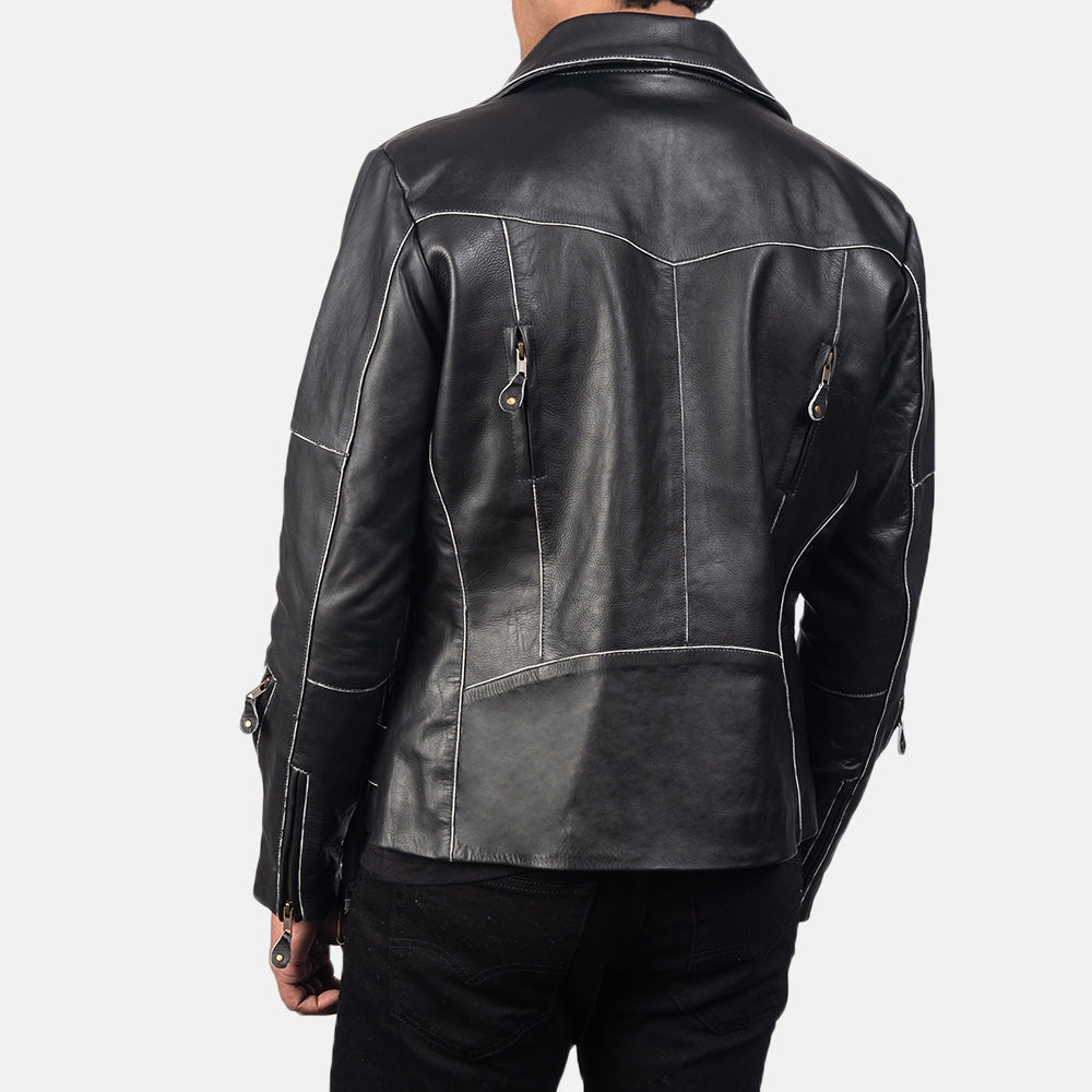 Vincent Black Leather Biker Jacket - Kualited