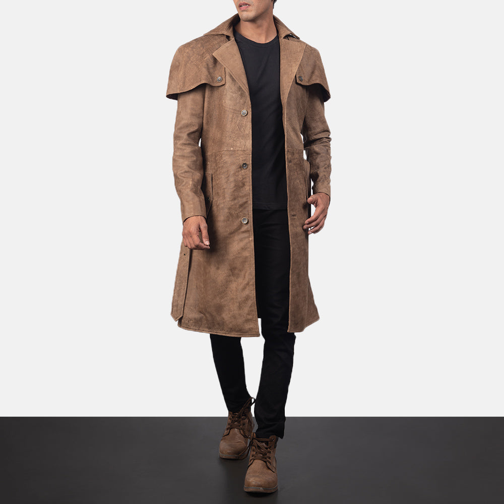 Deux Brown Leather Duster